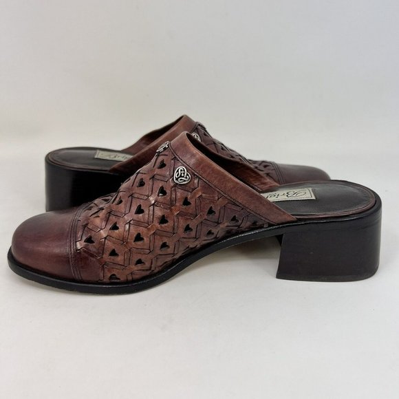 Brighton Fanny Leather Heart Mules Women’s Size 7 M - Picture 5 of 9